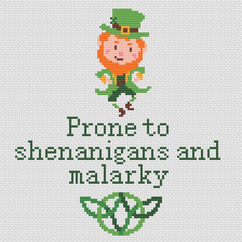 Set of 5 St. Patrick's Day Cross Stitch Patterns Funny, Cute, Puns, Clever image 5