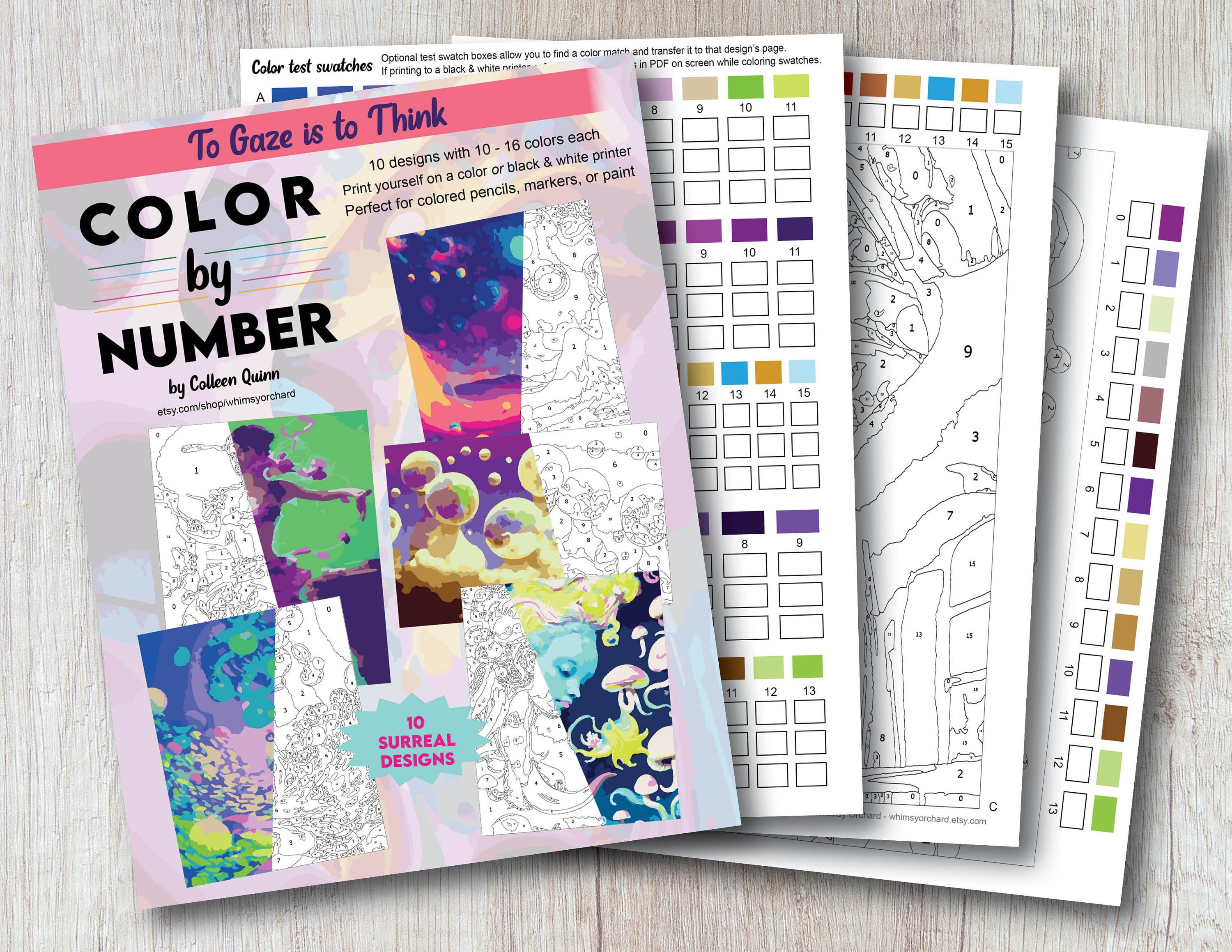 Surreal Color by Number for Adults 10 Printable Designs - Etsy