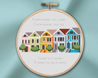 Painted Ladies San Francisco Cross Stitch Pattern - Full House