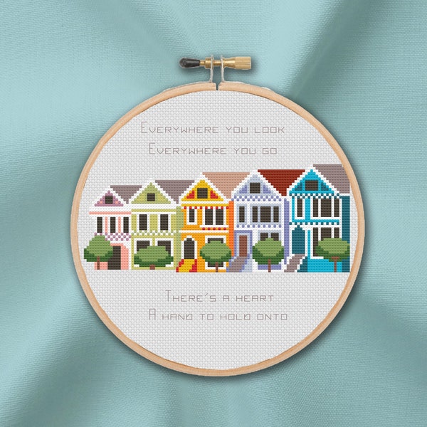 Painted Ladies San Francisco Cross Stitch Pattern - Full House