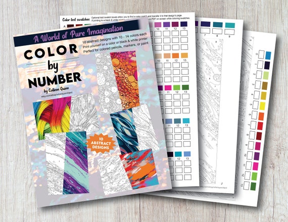 Abstract Color by Number for Adults 10 Printable Designs 