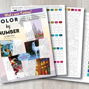 Fantasy Color by Number for Adults - 10 Printable Designs