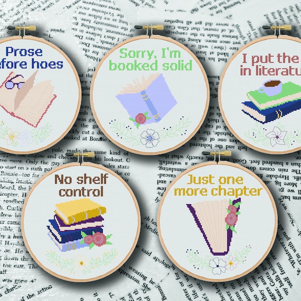 Books Cross Stitch Etsy