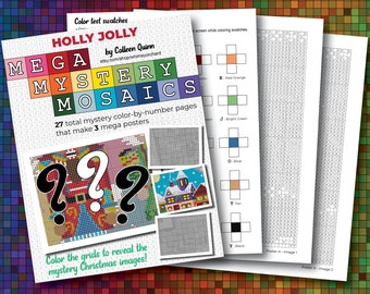 Christmas Mega Mystery Mosaics - Color by Letter - 27 pages / 3 mega images