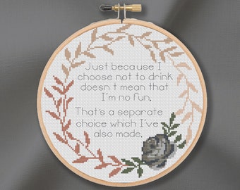 That's a Separate Choice - Cross Stitch Pattern - I Choose Not to Drink, Sobriety, Funny