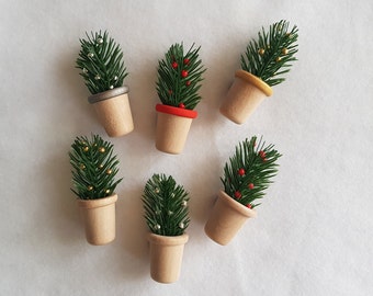 Christmas Potted Pine Tree Magnets