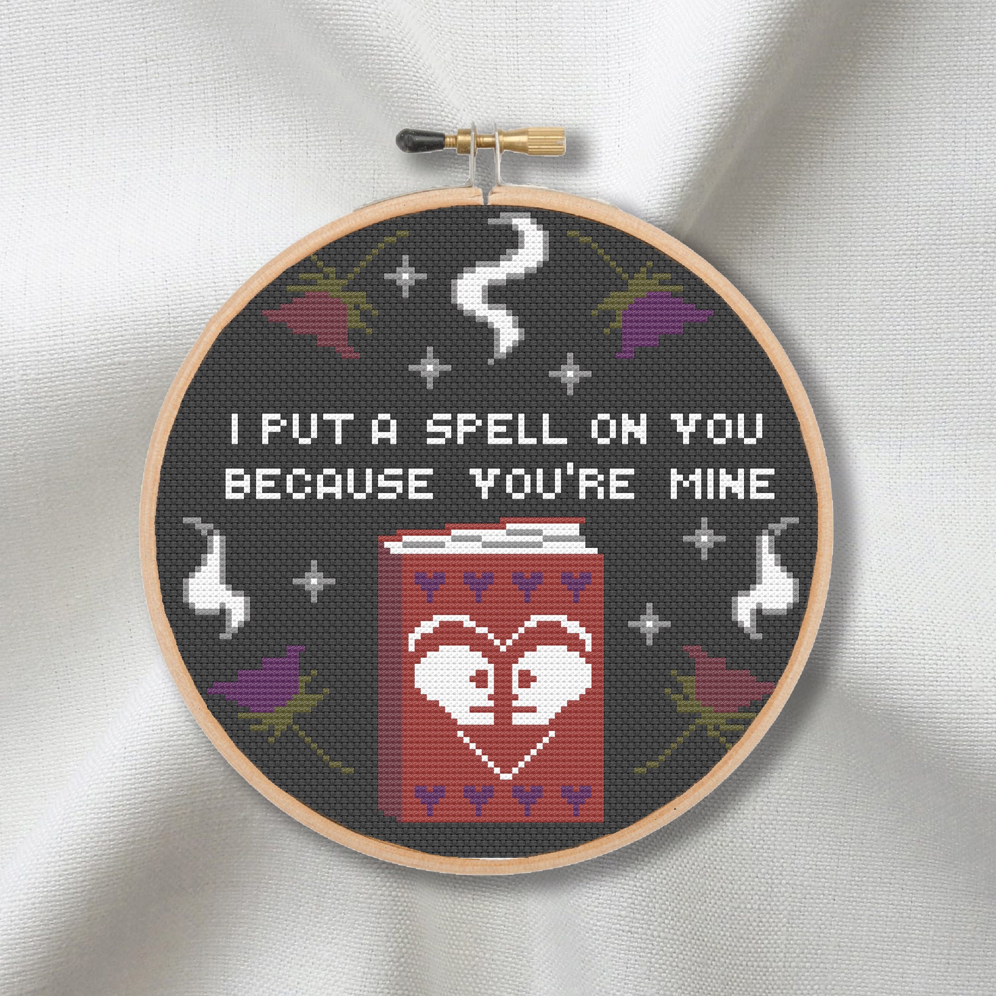 I Put a Spell on You Because You're Mine - Cross Stitch Pattern - Halloween, witchy, love