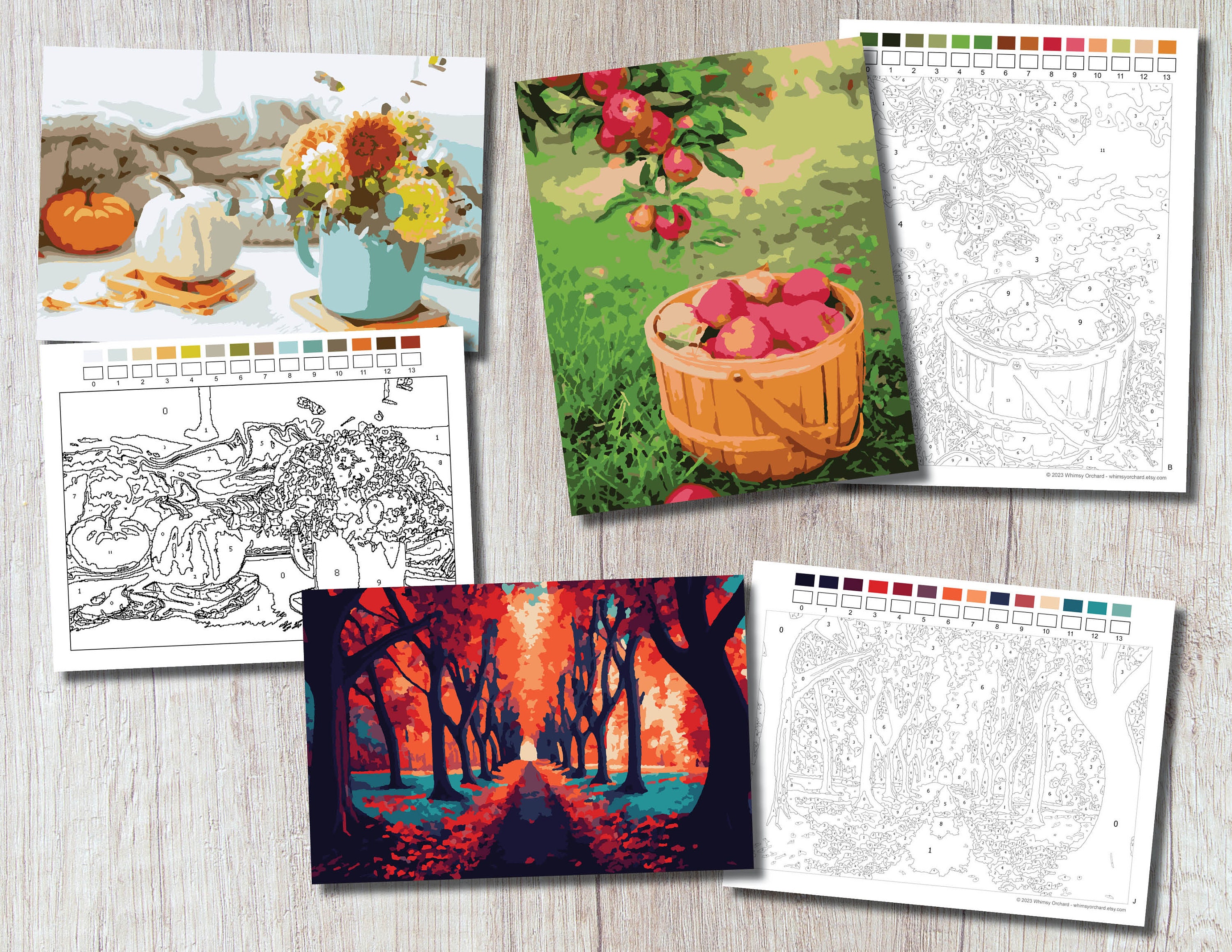 Fall 2 Color by Number for Adults - 10 Printable Designs - Etsy