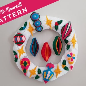 Pattern - Retro Christmas Wreath - DIY Felt