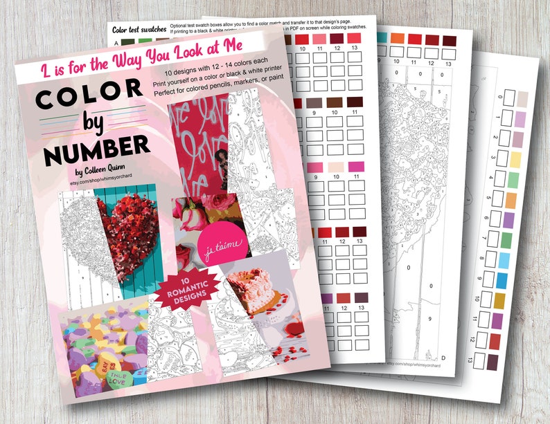 Love Color by Number for Adults 10 Printable Designs - Etsy