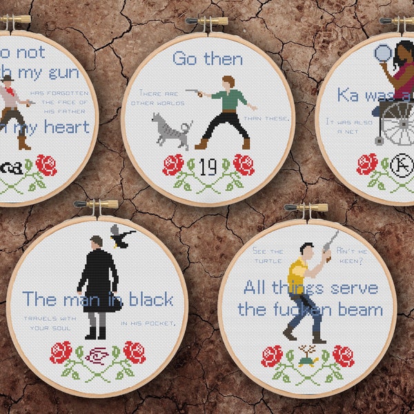 Dark Tower set of 5 Cross Stitch Patterns - Stephen King, Gunslinger