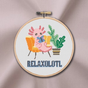 Relaxolotl Cross Stitch Pattern