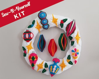 Kit - Retro Christmas Wreath - DIY Felt