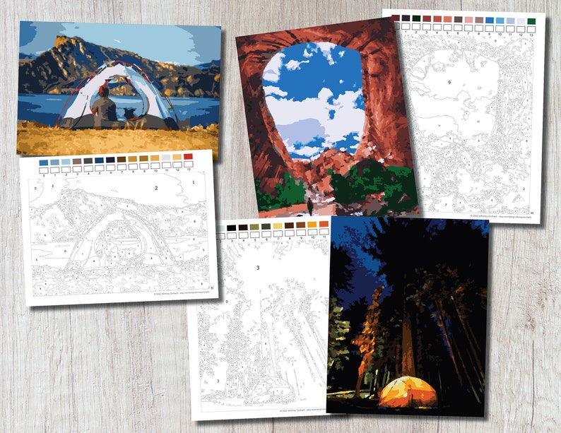Camping Color by Number for Adults 10 Printable Designs Etsy