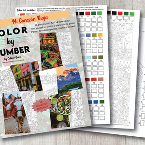 South/Central America Color by Number for Adults - 10 Printable Designs