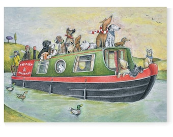 A Day Out with Friends - Jack & Marjie - Greeting Card - Birthday Card - Card for Friends - Blank Card - Canal Boat - Narrowboat - Barge