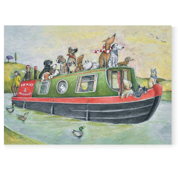 A Day Out with Friends - Jack & Marjie - Greeting Card - Birthday Card - Card for Friends - Blank Card - Canal Boat - Narrowboat - Barge