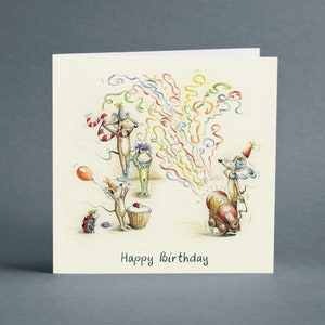 Happy Birthday MM 0020 Mulberry Mouse and Friends Greeting Card Birthday Card Blank Card Mouse Card Celebration Cute Card afbeelding 1