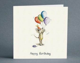 Happy Birthday - MM0029 - Mulberry Mouse and Friends - Greeting Card - Birthday Card - Blank Card - Mouse Card - Cute Card