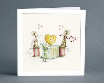 Table for Two - Mulberry Mouse and Friends - Greeting Card - Birthday Card - Mouse Card - Valentines Card - Anniversary Card - Cute Card