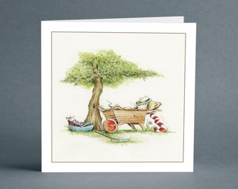 Lazy Days - Mulberry Mouse and Friends Greeting Card - Birthday Card, Greeting Card, Blank Card, Retirement Card, Cute Card
