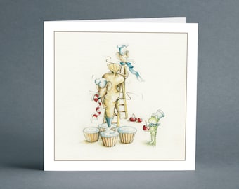 The Finishing Touch - Mulberry Mouse and Friends Greeting Card - Birthday Card, Greeting Card, Blank Card, Card for Friends, Mouse Card
