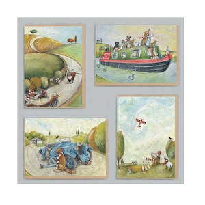 Jack & Marjie - Lot de 4 aventuriers - Lot de cartes de voeux - Cartes assorties - Lot de cartes - Cartes d'art