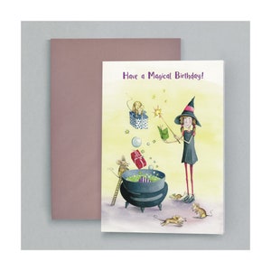 Passez un anniversaire magique - Carte d'anniversaire pour enfants - Carte de voeux - Carte vierge - Carte d'anniversaire - Carte de sorcière - Carte magique - Carte d'art