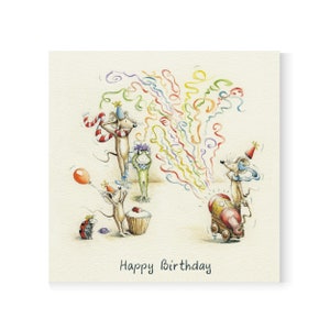 Happy Birthday MM 0020 Mulberry Mouse and Friends Greeting Card Birthday Card Blank Card Mouse Card Celebration Cute Card image 2