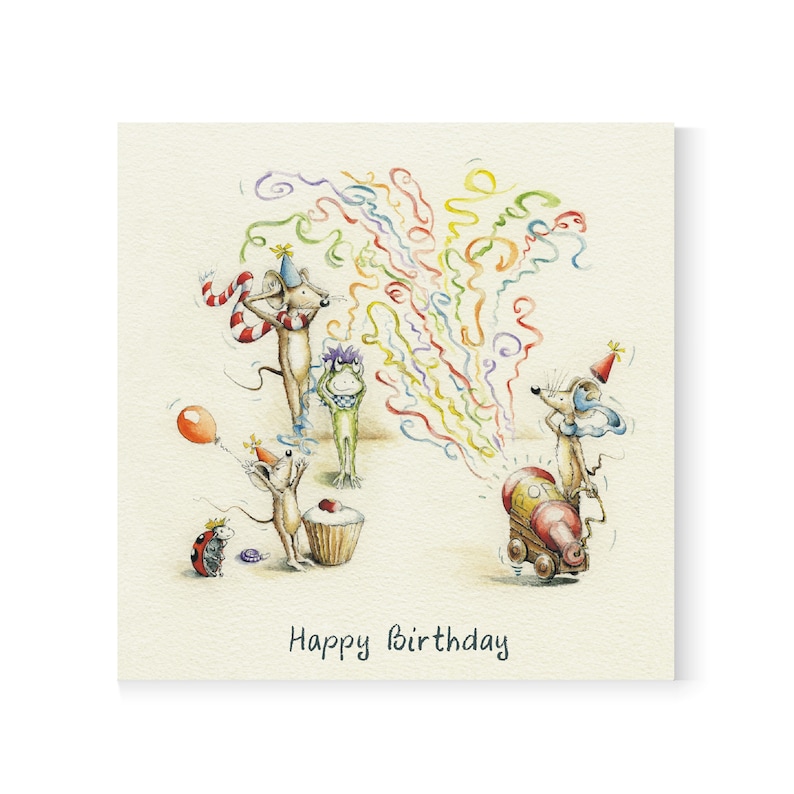 Happy Birthday MM 0020 Mulberry Mouse and Friends Greeting Card Birthday Card Blank Card Mouse Card Celebration Cute Card afbeelding 2