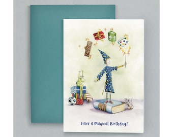 Have a Magical Birthday - Children's Birthday Card - Greeting Card - Blank Card - Wizard Card - Birthday Card - Magic Card - Art Card