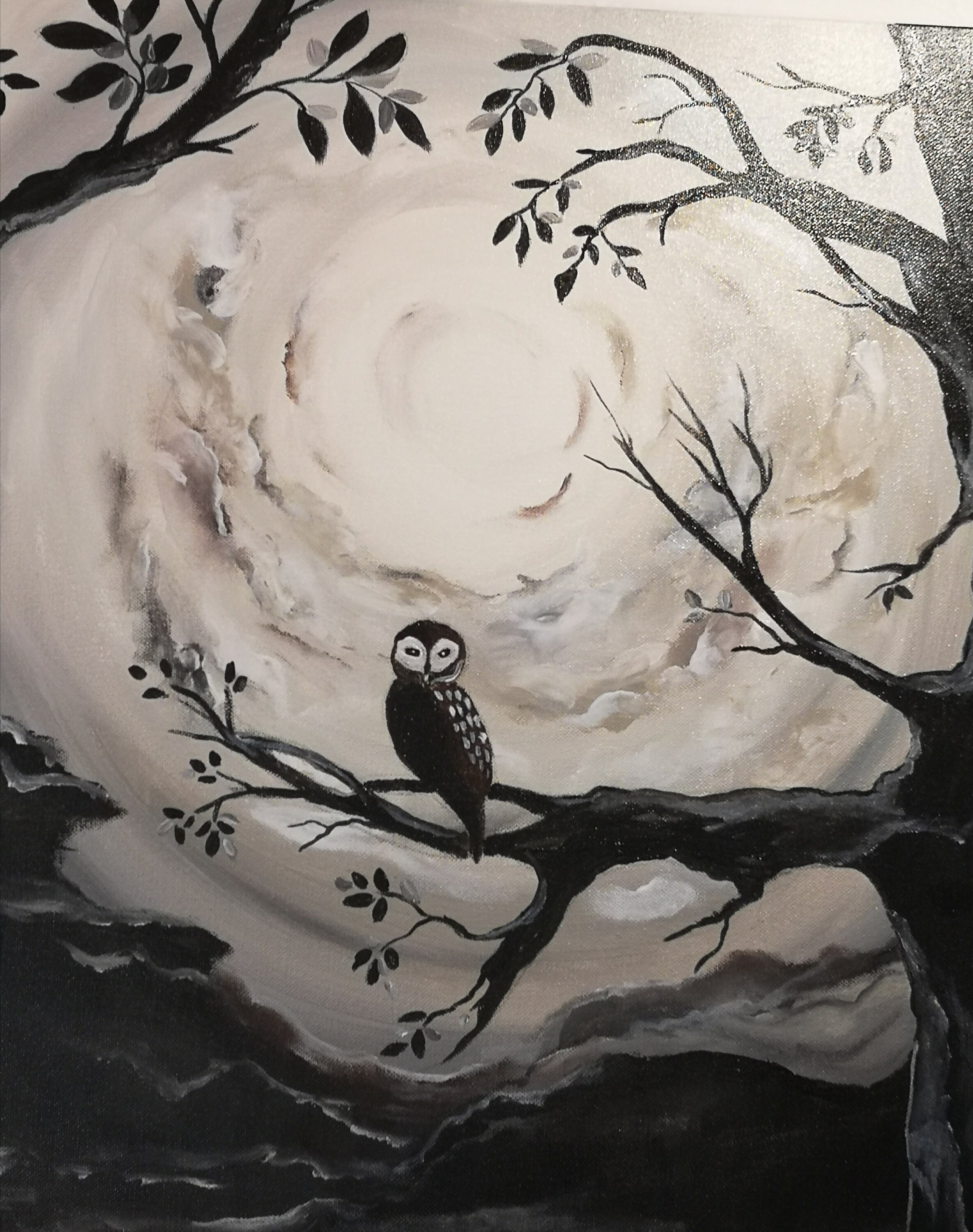 La Contrée Mystérieuse, Toile , Tableau, Féérique, Univers Magique , Chouette