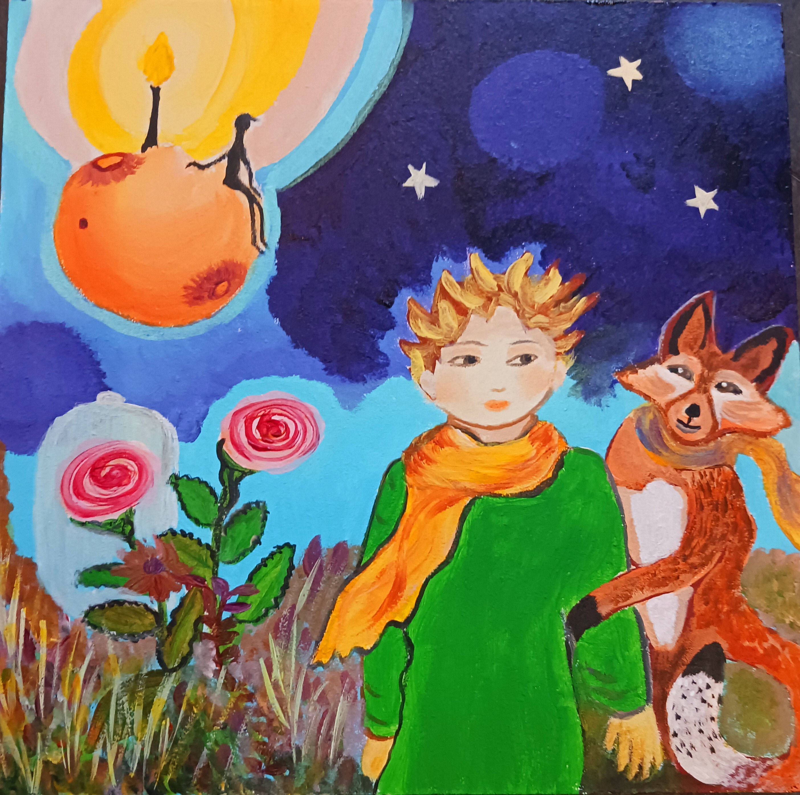 Décoration Murale Moderne DST0033 - Le Petit Prince et le Renard regardent  les étoiles - Tableau Déco pour enfant - Printadeco – Printadeco-SAS