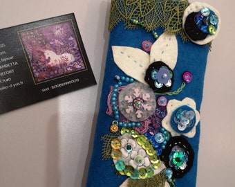 Glasses case, handmade, needle-made, unique piece