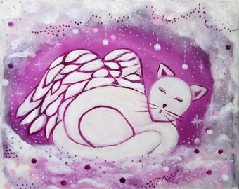 Angel cat - child's room - 30 x 40 canvas