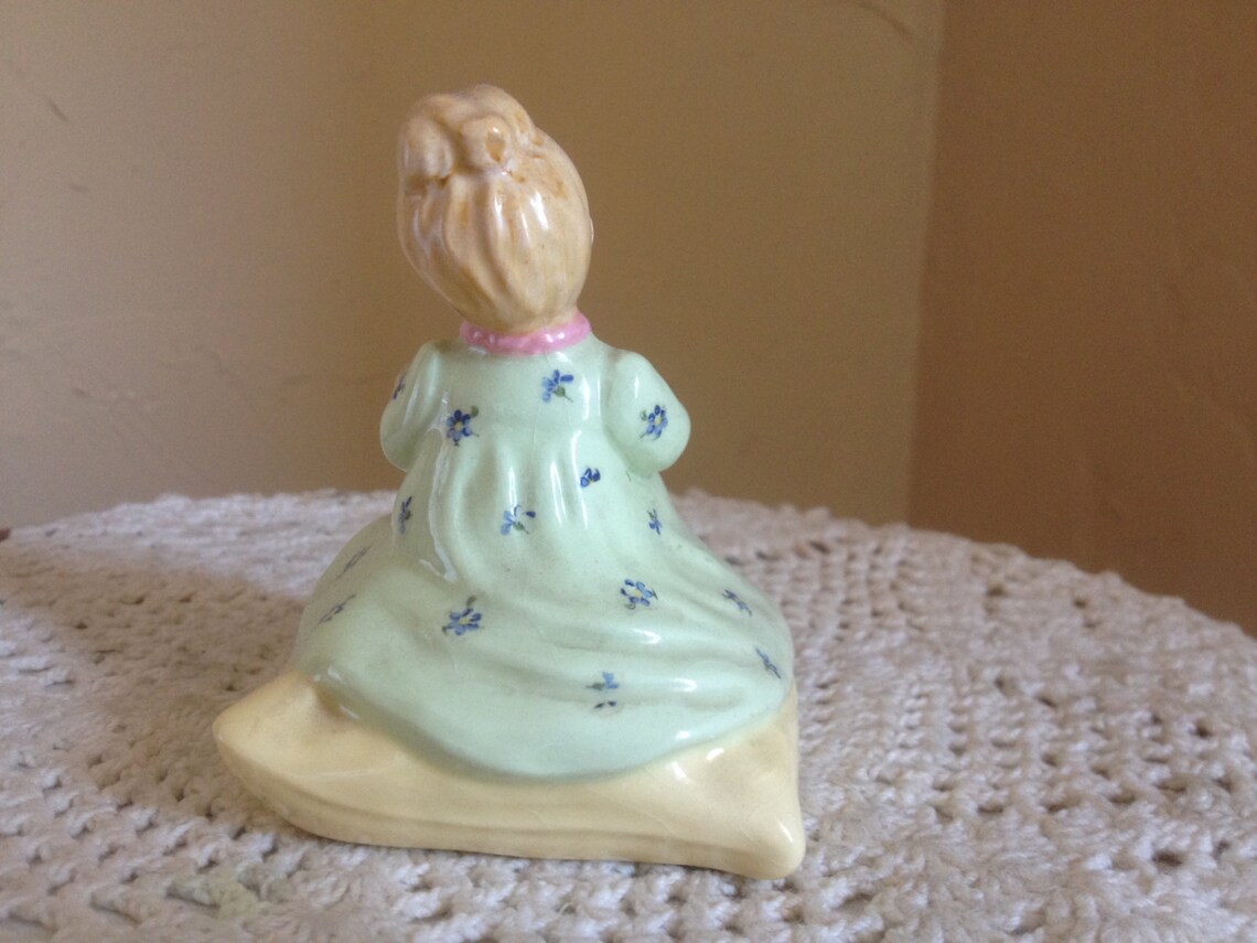 Vintage Charming Ceramic Little Girl Figurine Holding Her Etsy