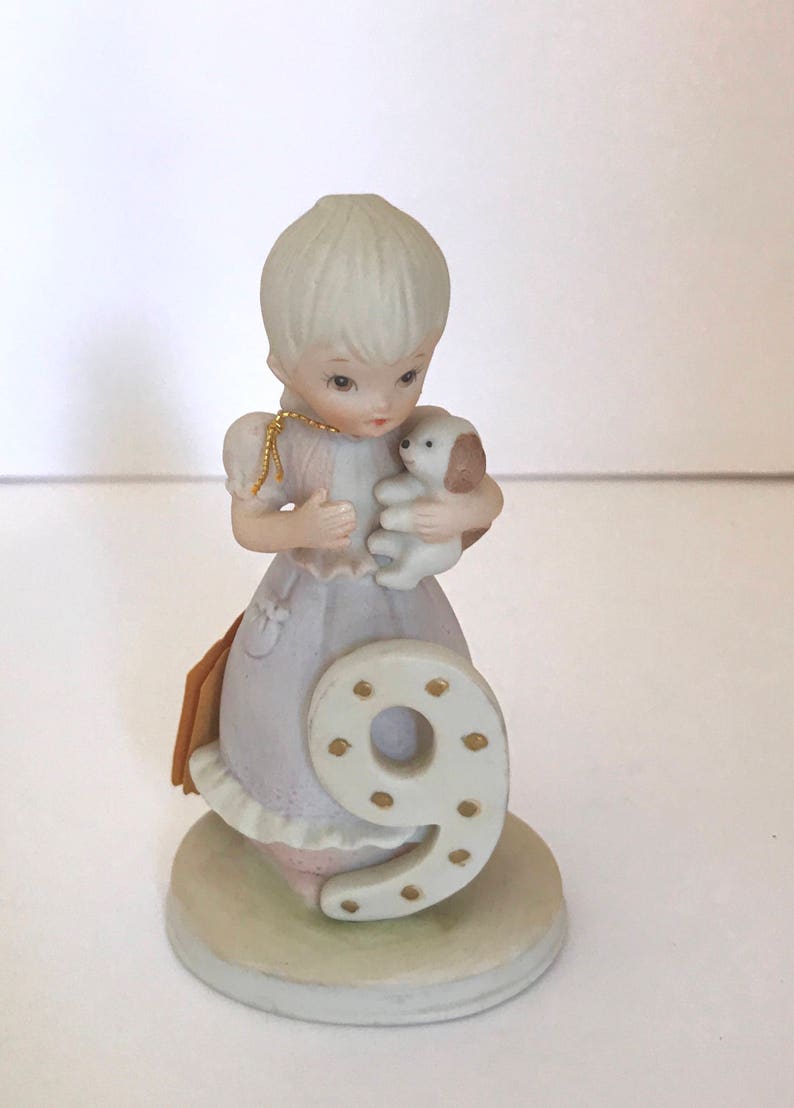 Cake Topper Vintage Adorable Birthday girl Age 9 George-Lefton Japan