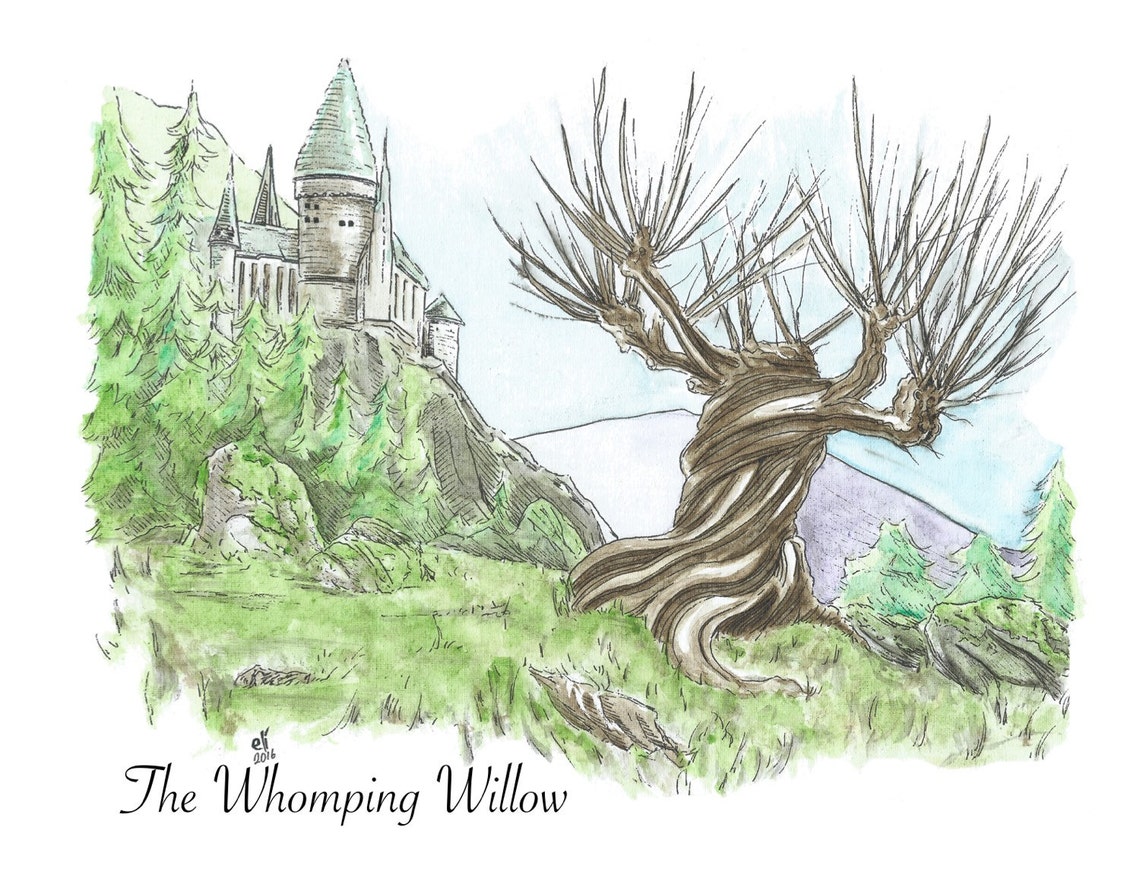 Illustration Print 'whomping Willow' Harry Potter Etsy