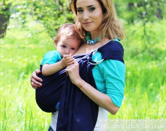 Linen Baby Ring Sling: Midnight Blue Adjustable Carrier