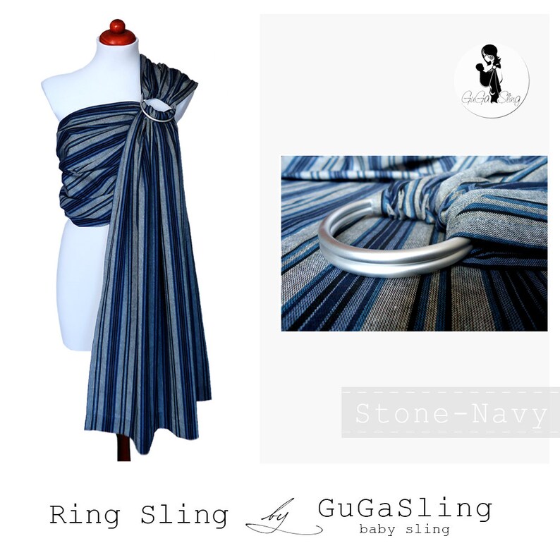 Baby Carrier, Ring Sling, Baby Sling, Baby Sling Wrap, Ring Sling Newborn, Best Baby Carrier, Baby Holder, Gift for new mom, BabyShower Gift Stone-navy