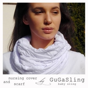 White Infinity scarf Multi use wrap Nursing cover scarf Nursing cover Baby blanket Breastfeeding cover Nursing Shawl Modern mom outfit wrap
