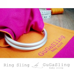 Anillo personalizado cabestrillo Fuchsia-Orange bebé anillo sling portador regalo para la nueva mamá bebé ducha regalo babywearing abrigo de lino rosa caliente