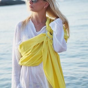 GuGaSling Pure Linen anillo sling Lemon Yellow Babywearing Woven Wrap Gift mom Portabebés adecuado para todos los bebés, desde recién nacidos hasta niños pequeños