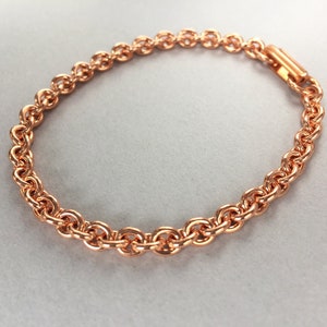 Bracelet en cuivre, 7,5 pouces, bracelet à chaîne en cuivre massif pour femmes avec fermoir repliable, cadeau d'anniversaire en cuivre