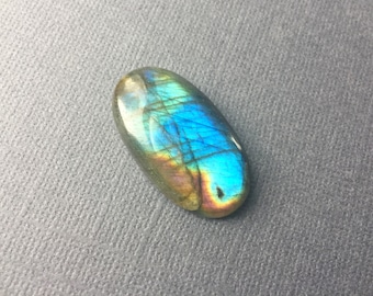 Flashy Labradorite Cabochon: Blue & Orange Oval Stone, 34mm