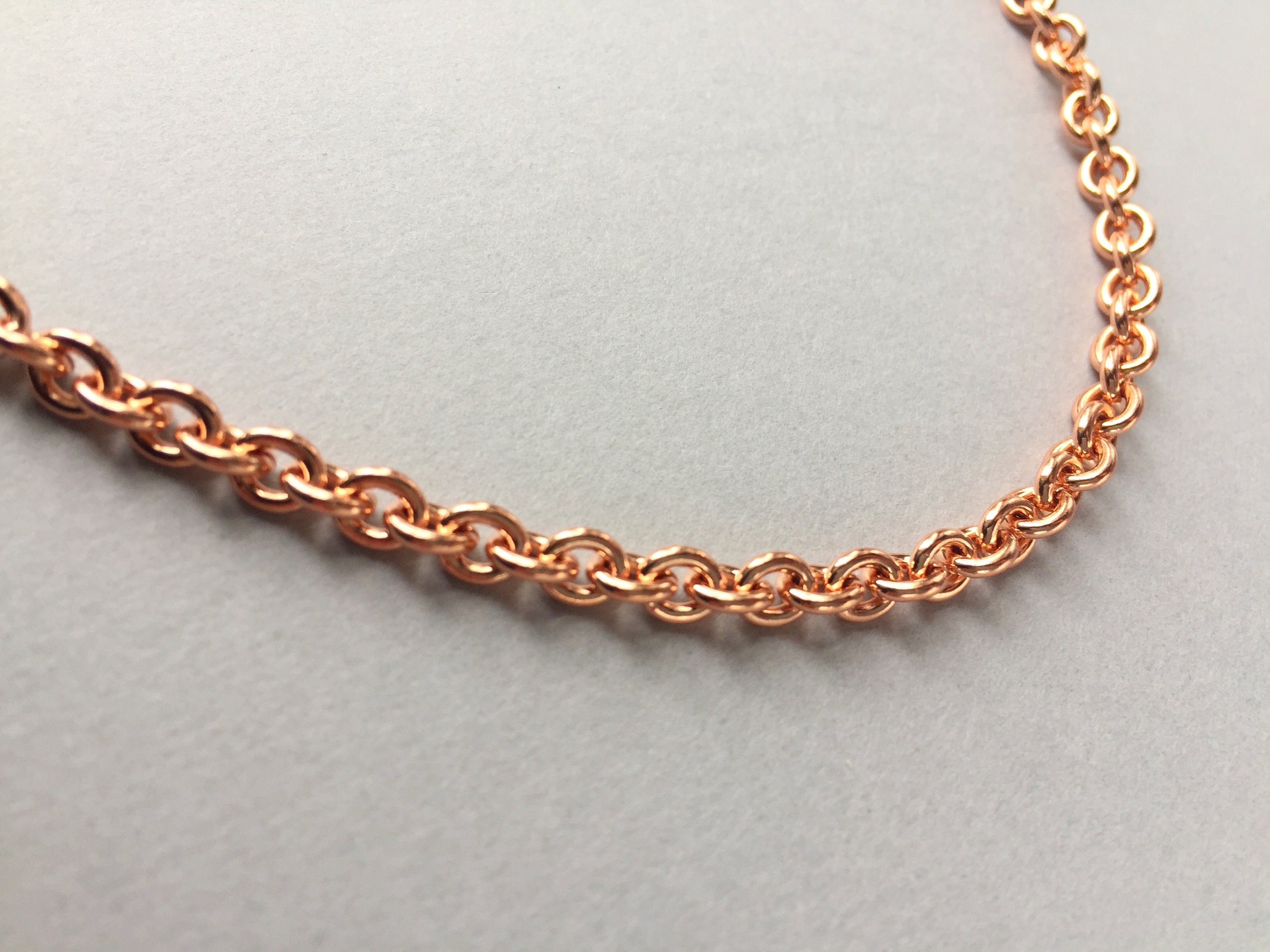 Copper Copper Chain, Chain, Copper-Plated Copper, 5x4mm Curved Oval Link, 18 Inches with Lobster Claw Clasp.