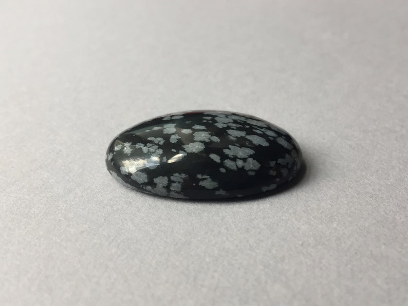 Large snowflake obsidian cabochon gift for crafter 35 x 24 mm oval stone for wire wrapping