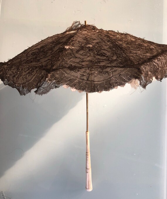 Victorian ivory and lace parasol