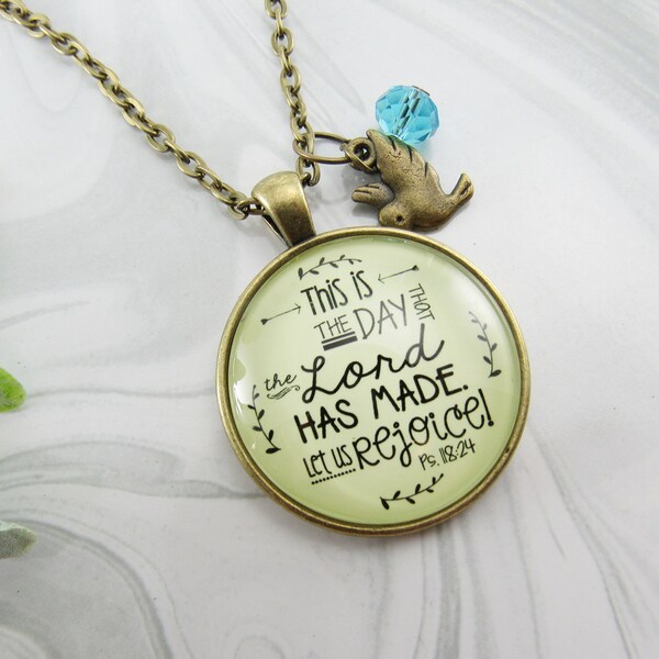 This is the Day  Necklace | Keychain That the Lord Has Made Bible Verse Scripture Quote Christian Jesus Jewelry Hope One Day At a Time