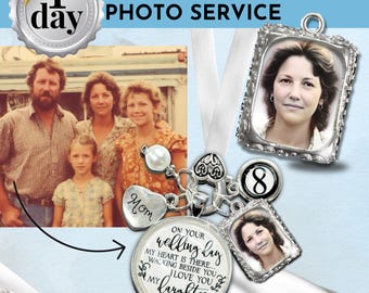 ADD ON Small Photo For Frame Locket Wedding Bouquet Memory Charm Add Image Edit Picture & Insert Service Size Crop Wedding Day Bridal Gift